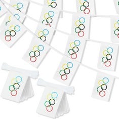 43 X G2PLUS OLYMPIC FLAG STRING BANNERS, 2X11M FLAGS BUNTING FOR OLYMPIC GAMES, 40PCS OLYMPICS RING BUNTING, OLYMPIC THEMED DECORATION BUNTING FOR OLYMPIC GAMES DECORATION - TOTAL RRP £465: LOCATION