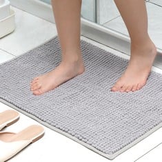 16 X CITYLIFE BATH MAT NON-SLIP ABSORBENT BATHROOM MAT EXTRA-SOFT BATH SHOWER BATHROOM RUG CHENILLE ABSORBENT BATH RUG THICK MACHINE WASHABLE BATHROOM FLOOR MATS RUGS , SILVER ASH,40X60CM  - TOTAL RR