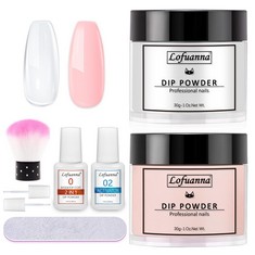 QUANTITY OF ASSORTED ITEMS TO INCLUDE LOFUANNA DIP POWDER NAIL KIT-30G CLEAR PINK DIPPING POWDER STARTER KIT WITH 2 IN 1 BASE TOP COAT AND ACTIVATOR,NO UV/LED NEEDED,EASY APPLY NAIL ART MANICURE SET