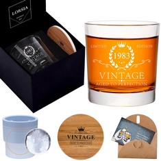 QUANTITY OF ASSORTED ITEMS TO INCLUDE 41TH BIRTHDAY GIFTS FOR MEN AND WOMEN, WHISKEY GLASS SET IN GIFT BOX, 41TH BIRTHDAY DECORATIONS FOR HIM, DAD, HUSBAND, 41 YEAR ANNIVERSARY, BDAY GIFTS IDEAS - IC