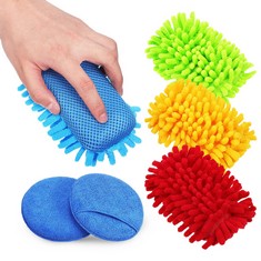 QUANTITY OF ASSORTED ITEMS TO INCLUDE IPLUSMILE 4PCS CHENILLE CAR WASH SPONGE CAR WASH MITT MICROFIBER LINT SCRATCH MITTEN SUPPLIES EXTERIOR INTERIOR CLEANING CARE ACCESSORIES: LOCATION - RACK G