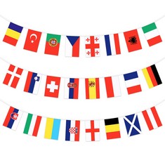 QUANTITY OF ITEMS TO INCLUDE  ZALAIN EURO 2024 FOOTBALL CHAMPIONSHIP BUNTING BANNERS, 24 NATIONAL GARLAND 10M-20 X 28CM DOUBLE SIDED FABRIC FLAGS BUNTING FOR GARDEN BAR PARTY DECORATIONS - TOTAL RRP