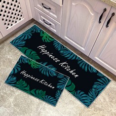 12 X YORDET 2-PIECE ANTI-SLIP KITCHEN RUG SET WATERPROOF & NON-SLIP POLYESTER KITCHEN KITCHEN FLOOR MATS FOR SINK, KITCHEN, HALLWAY, LAUNDRY ROOM , TROPICAL PLANTS A, 40X120CM+40X60CM  - TOTAL RRP £1