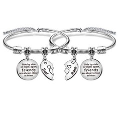 QUANTITY OF ITEMS TO INCLUDE  YONGHUI 2 PCS BEST FRIENDS CHARM ADJUSTABLE BANGLE SNAKE BRACELETS FOR WOMEN GIRLS- SET SIDE BY SIDE OR MILES APART FRIENDS ARE ALWAYS CLOSE AT HEART , STYLE A  - TOTAL