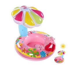 QUANTITY OF ASSORTED ITEMS TO INCLUDE CUTE BABY POOL FLOATS, INFLATABLE BABY SWIMMING FLOAT SEAT,POOL SWIMMING RING BOAT WITH CANOPY FOR TODDLER KIDS CHILDREN , PINK : LOCATION - RACK H