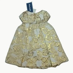 10 X CHILDRENS GOLD FLORAL DRESS SIZE 12-18 MONTHS + X4 FLORAL KNICKERS SIZE 12-18M TOTAL RRP £250: LOCATION - A