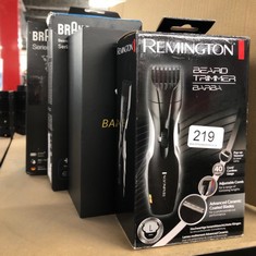 QUANTITY OF ITEMS TO INCLUDE REMINGTON BARBA BEARD TRIMMER , ADVANCED CERAMIC BLADES, POP-UP DETAIL TRIMMER, ADJUSTABLE ZOOM WHEEL, 9 LENGTH SETTINGS, COMB ATTACHMENT, CORD OR CORDLESS, 40-MINUTE RUN