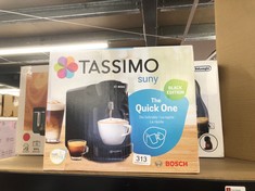 QUANTITY OF ITEMS TO INCLUDE - X TASSIMO BY BOSCH SUNY 'SPECIAL EDITION' TAS3102GB COFFEE MACHINE,1300 WATT, 0.8 LITRE - BLACK: LOCATION - C