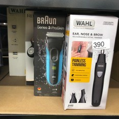 QUANTITY OF ITEMS TO INCLUDE WAHL 3 IN 1 PERSONAL TRIMMER, NOSE HAIR EYEBROW, PAINLESS EYEBROW AND FACIAL HAIR TRIMMER FOR MEN WOMEN, RECHARGEABLE, WASHABLE HEADS, BLACK: LOCATION - C