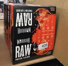 QUANTITY OF ITEMS TO INCLUDE WARRIOR RAW PROTEIN FLAPJACKS – 12 BARS X 75G EACH – PACKED WITH 20G OF PROTEIN – LOW SUGAR, HIGH IN FIBRE , SALTED CARAMEL    SOME MAY BE PAST BEST BEFORE DATE : LOCATIO