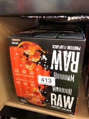 QUANTITY OF ITEMS TO INCLUDE WARRIOR RAW PROTEIN FLAPJACKS – 12 BARS X 75G EACH – PACKED WITH 20G OF PROTEIN – LOW SUGAR, HIGH IN FIBRE , SALTED CARAMEL    SOME MAY BE PAST BEST BEFORE DATE : LOCATIO