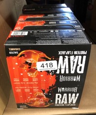 QUANTITY OF ITEMS TO INCLUDE WARRIOR RAW PROTEIN FLAPJACKS – 12 BARS X 75G EACH – PACKED WITH 20G OF PROTEIN – LOW SUGAR, HIGH IN FIBRE , SALTED CARAMEL    SOME MAY BE PAST BEST BEFORE DATE : LOCATIO