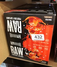 WARRIOR RAW PROTEIN FLAPJACKS – 12 BARS X 75G EACH – PACKED WITH 20G OF PROTEIN – LOW SUGAR, HIGH IN FIBRE , SALTED CARAMEL    SOME MAY BE PAST BEST BEFORE DATE : LOCATION - C