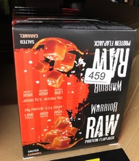 QUANTITY OF ITEMS TO INCLUDE WARRIOR RAW PROTEIN FLAPJACKS – 12 BARS X 75G EACH – PACKED WITH 20G OF PROTEIN – LOW SUGAR, HIGH IN FIBRE , SALTED CARAMEL    SOME MAY BE PAST BEST BEFORE DATE : LOCATIO