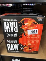 QUANTITY OF ITEMS TO INCLUDE WARRIOR RAW PROTEIN FLAPJACKS – 12 BARS X 75G EACH – PACKED WITH 20G OF PROTEIN – LOW SUGAR, HIGH IN FIBRE , SALTED CARAMEL    SOME MAY BE PAST BEST BEFORE DATE : LOCATIO