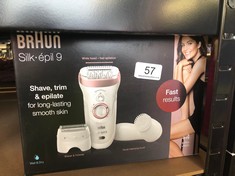 BRAUN SILK-ÉPIL 9 EPILATOR FOR WOMEN HAIR REMOVAL, INCLUDES FACIAL CLEANSING BRUSH MASSAGE CAP SHAVER AND TRIMMER HEAD, CORDLESS, WET & DRY, 100% WATERPROOF, UK 2 PIN PLUG, 9-880, WHITE/PINK.: LOCATI