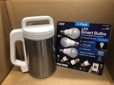 QUANTITY OF ITEMS TO INCLUDE FEIT ELECTRIC 3-PACK LED SMART BULBS WITH REMOTE ACCESS AND VOICE CONTROL: LOCATION - E