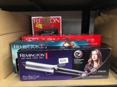 QUANTITY OF ITEMS TO INCLUDE REMINGTON PRO BIG CURL CURLING TONG WITH CLIP - 38MM BARREL WAND FOR BIG BOUNCY CURLS, FAST 30 SECOND HEAT UP, 8 SETTINGS 140-210°C, CERAMIC COATING FOR SMOOTH STYLING, W