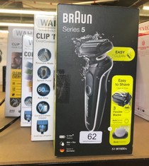 QUANTITY OF ITEMS TO INCLUDE BRAUN SERIES 5 51-W1600S ELECTRIC SHAVER FOR MEN, ELECTRIC RAZOR FOR MEN WITH EASYCLICK BODY GROOMER ATTACHMENT, EASYCLEAN, WET & DRY, RECHARGEABLE, CORDLESS FOIL RAZOR,