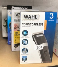 QUANTITY OF ITEMS TO INCLUDE WAHL CORD/CORDLESS HAIR CLIPPER, FATHER'S DAY GIFT, RECHARGEABLE CORDLESS CLIPPERS, CLIPPER KIT FOR MEN, RINSEABLE BLADES, HOME HAIR CUTTING, CLIPPERS WITH GUIDE COMBS: L