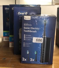 QUANTITY OF ITEMS TO INCLUDE ORAL-B VITALITY PRO ELECTRIC TOOTHBRUSH FOR ADULTS, 1 HANDLE, 2 TOOTHBRUSH HEADS, 3 BRUSHING MODES INCLUDING SENSITIVE PLUS, 2 PIN UK PLUG, BLACK: LOCATION - F