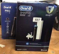 QUANTITY OF ITEMS TO INCLUDE ORAL-B SMART 6 ELECTRIC TOOTHBRUSH FOR ADULTS, APP CONNECTED HANDLE, 3 TOOTHBRUSH HEADS & TRAVEL CASE, 5 MODES, TEETH WHITENING, 2 PIN UK PLUG, 6000N + ORAL B PRO SERIES