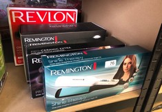 QUANTITY OF ITEMS TO INCLUDE REMINGTON SHINE THERAPY WIDE , 45MM  FLOATING PLATE HAIR STRAIGHTENER WITH ADVANCED CERAMIC COATING INFUSED WITH MOROCCAN ARGAN OIL FOR SLEEK & SMOOTH GLIDE, 9 SETTINGS 1