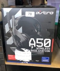 ASTRO GAMING A50 WIRELESS HEADSET + GAMING CHARGING STATION, 4TH GEN, DOLBY, BALANCING GAMING SOUND AND VOICE, 2.4 GHZ WIRELESS CONNECTION, PS5 , HDMI ADAPTER REQUIRED , PS4, PC, MAC - BLACK.: LOCATI