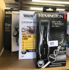 QUANTITY OF ITEMS TO INCLUDE REMINGTON BARBA BEARD TRIMMER , ADVANCED CERAMIC BLADES, POP-UP DETAIL TRIMMER, ADJUSTABLE ZOOM WHEEL, 9 LENGTH SETTINGS, COMB ATTACHMENT, CORD OR CORDLESS, 40-MINUTE RUN