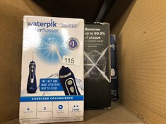 QUANTITY OF ITEMS TO INCLUDE WATERPIK CORDLESS ADVANCED WATER FLOSSER WITH 3 PRESSURE SETTINGS, DENTAL PLAQUE REMOVAL TOOL IDEAL FOR TRAVEL OR SMALL BATHROOMS WITH USB CHARGER, BLUE (WP-583UK): LOCAT