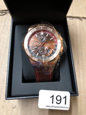 GAMAGES OF LONDON LIMITED EDITION HAND ASSEMBLED TURBULENCE AUTOMATIC ROSE BROWN SKU:GA1401 RRP £720:: LOCATION - C RACK