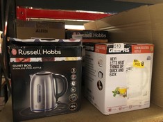 QUANTITY OF ITEMS TO INCLUDE RUSSELL HOBBS BRUSHED STAINLESS STEEL ELECTRIC 1.7L CORDLESS KETTLE (QUIET & FAST BOIL 3KW, REMOVABLE WASHABLE ANTI-SCALE FILTER, PUSH BUTTON LID, PERFECT POUR SPOUT) 204