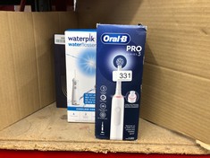 QUANTITY OF ITEMS TO INCLUDE ORAL-B PRO 3 ELECTRIC TOOTHBRUSH FOR ADULTS, 1 TOOTHBRUSH HEAD, 3 MODES WITH TEETH WHITENING, 2 PIN UK PLUG, 3000, WHITE: LOCATION - D RACK