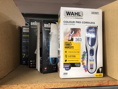 QUANTITY OF ITEMS TO INCLUDE WAHL COLOUR PRO CORDLESS HAIR CLIPPER KIT, NECK DUSTER, COLOUR CODED COMBS, HAIR CLIPPERS FOR MEN, HEAD SHAVER, MEN'S HAIR CLIPPER, EASY HOME HAIRCUTTING, FAMILY HAIRCUTS