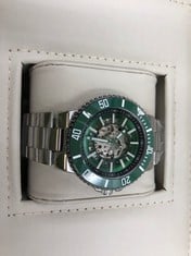 MENS DESCHAMPS & CO AUTOMATIC WATCH GREEN - SKELETON DIAL - STAINLESS STEEL STRAP : LOCATION - A RACK