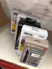 QUANTITY OF ITEMS TO INCLUDE WAHL COLOUR PRO CORDED CLIPPER, HEAD SHAVER, MEN'S HAIR CLIPPERS, COLOUR CODED GUIDES, FAMILY AT HOME HAIRCUTTING: LOCATION - G RACK