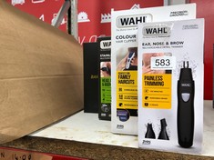 QUANTITY OF ITEMS TO INCLUDE WAHL MULTIGROOMER, BLACK STAINLESS STEEL, CORDLESS, RECHARGEABLE, FULLY WASHABLE, CLOSE CUTTING BLADE, 11 IN 1, MEN’S BEARD TRIMMER, DETAIL TRIMMING, STUBBLE TRIMMER, BOD