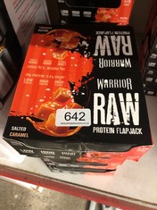 QUANTITY OF ITEMS TO INCLUDE WARRIOR RAW PROTEIN FLAPJACKS – 12 BARS X 75G EACH – PACKED WITH 20G OF PROTEIN – LOW SUGAR, HIGH IN FIBRE (SALTED CARAMEL) - BEST BEFORE JUL 24: LOCATION - H RACK