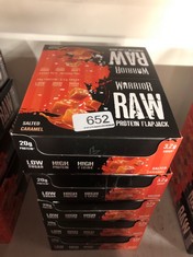 QUANTITY OF ITEMS TO INCLUDE WARRIOR RAW PROTEIN FLAPJACKS – 12 BARS X 75G EACH – PACKED WITH 20G OF PROTEIN – LOW SUGAR, HIGH IN FIBRE (SALTED CARAMEL) - BEST BEFORE JUL 24: LOCATION - H RACK