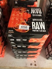 QUANTITY OF ITEMS TO INCLUDE WARRIOR RAW PROTEIN FLAPJACKS – 12 BARS X 75G EACH – PACKED WITH 20G OF PROTEIN – LOW SUGAR, HIGH IN FIBRE (SALTED CARAMEL) - BEST BEFORE JUL 24: LOCATION - H RACK