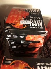 QUANTITY OF ITEMS TO INCLUDE WARRIOR RAW PROTEIN FLAPJACKS – 12 BARS X 75G EACH – PACKED WITH 20G OF PROTEIN – LOW SUGAR, HIGH IN FIBRE (SALTED CARAMEL) - BEST BEFORE JUL 24: LOCATION - H RACK