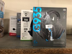 QUANTITY OF ITEMS TO INCLUDE LOGITECH G935 RGB WIRELESS GAMING HEADSET, 7.1 SURROUND SOUND, DTS X 2.0, 50MM PRO-G DRIVERS, 2.4GHZ, ROCKER MIC, PC/MAC/PS4/NINTENDO SWITCH - BLACK: LOCATION - H RACK