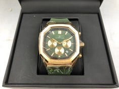 MENS LOUIS LACOMBE CHRONOGRAPH WATCH - GREEN DIAL - RUBBER STRAP: LOCATION - A RACK