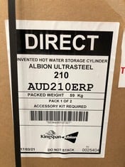 DIRECT UNVENTED HOT WATER STORAGE CYLINDER ALBION ULTRASTEEL 210 AUD210ERP: LOCATION - FRONT FLOOR (COLLECTION OR OPTIONAL DELIVERY AVAILABLE)