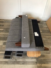 GRAY FABRIC DOUBLE BED FRAME: LOCATION - FRONT FLOOR(COLLECTION OR OPTIONAL DELIVERY AVAILABLE)