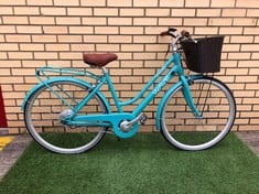 LADIES VITESSE WAVE ELECTRIC BICYCLE IN BABY BLUE WITH INCLUDED RATTAN STYLE BASKET: LOCATION - FRONT FLOOR(COLLECTION OR OPTIONAL DELIVERY AVAILABLE)