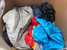 PALLET OF INFLATABLE ITEMS TO INCLUDE KIDS MULTI-COLOURED BOUNCY CASTLE WITH NETTING: LOCATION - FRONT FLOOR(COLLECTION OR OPTIONAL DELIVERY AVAILABLE)