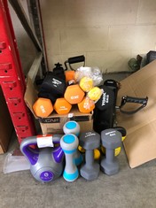 QUANTITY OF ASSORTED FITNESS ITEMS TO INCLUIDFE YORK 8KG DUMBELL : LOCATION - A RACK(COLLECTION OR OPTIONAL DELIVERY AVAILABLE)