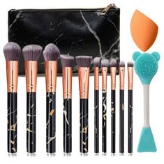 14 X NEVSETPO MAKE UP BRUSHES MAKEUP BRUSH WITH HOLDER 15+2 PIECE PREMIUM SYNTHETIC EYESHADOW CONTOUR FACE BRUSHES WITH ROLL CASE ORGANIZER , MARBLE WHITE  - TOTAL RRP £116: LOCATION - RACK A