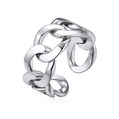 QUANTITY OF ASSORTED ITEMS TO INCLUDE SILVER LINK CHAIN RINGS FOR MEN, STERLING SILVER SOLID CUBAN LINK ADJUSTABLE RING FOR FEMALE MOTHER BIRTHDAY PARTY GIFT: LOCATION - RACK B